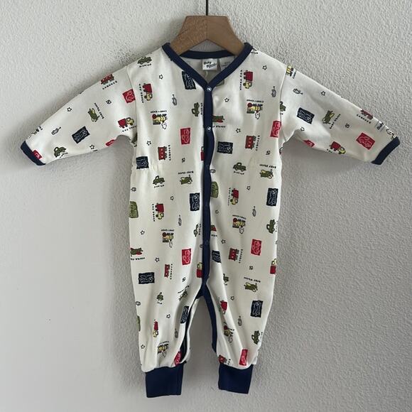 Vintage Baby B'Gosh 100% Combed Cotton Transportation Snap Button Onsie